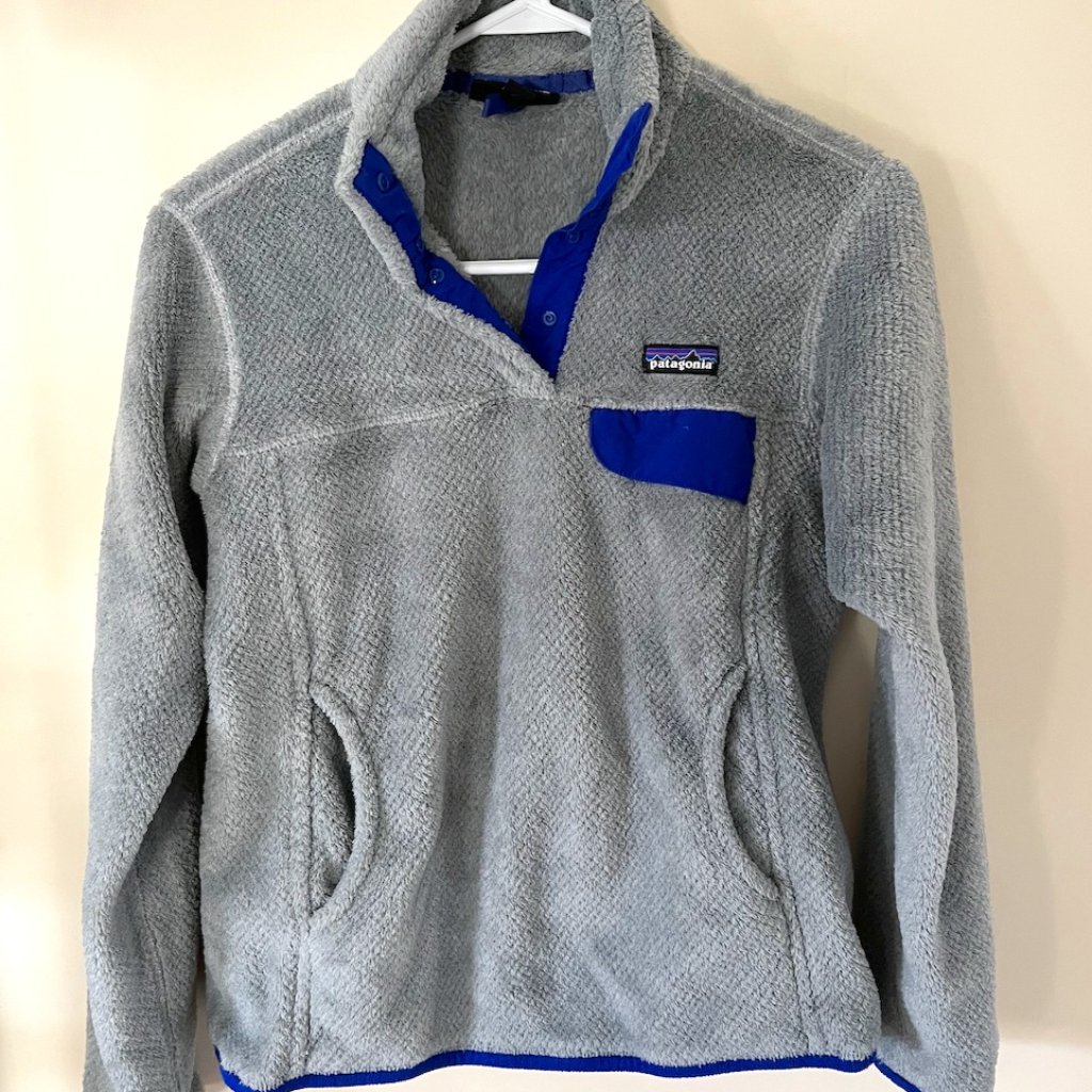 Patagonia Small Gray And Purple Pullover Snap Fleece (Small)